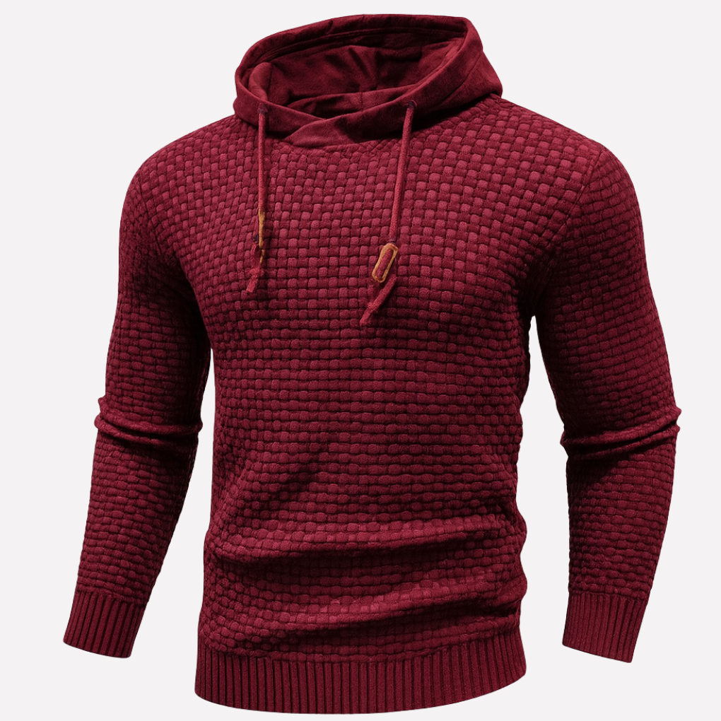 Men's Textured Pullover Hoodie with Drawstring Hood 6