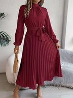 Isabella | Long-Sleeve Belted Waist Midi Dress 5