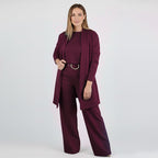 Women's 3-Piece Lounge Set with Long Cardigan and Wide-Leg Pants 3