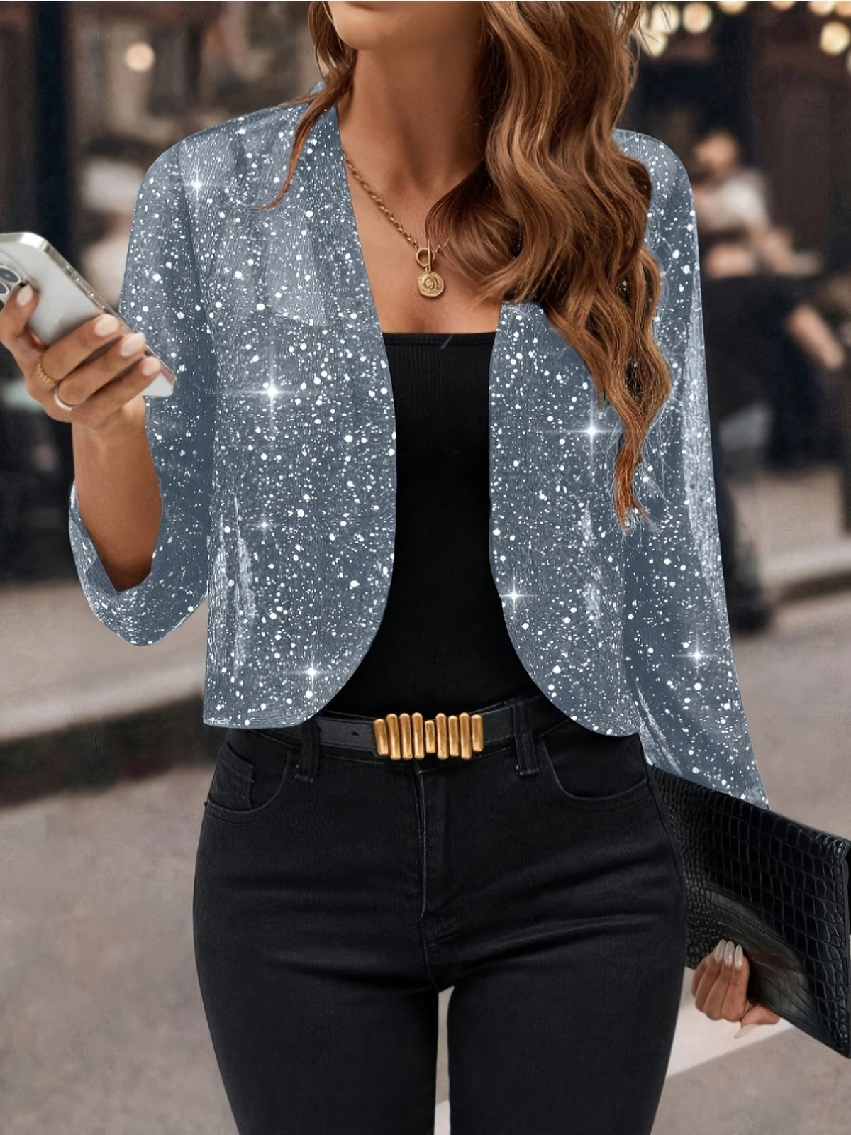 Raina | Stylish Glitter Sequin Cardigan Jacket 6