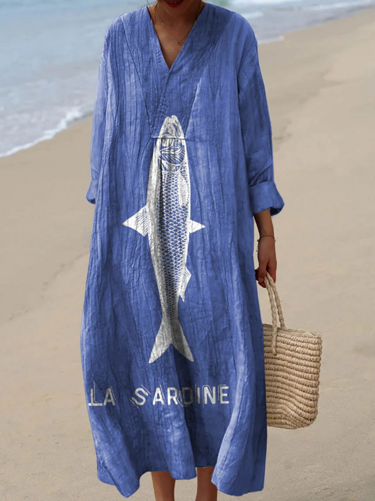 Lillian | Classic Sardine Pattern Art Print Dress 1
