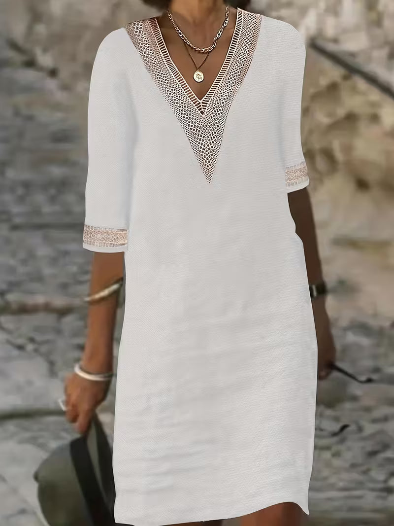 Imelda | Stylish V-Neck Mid Sleeve Dress 2