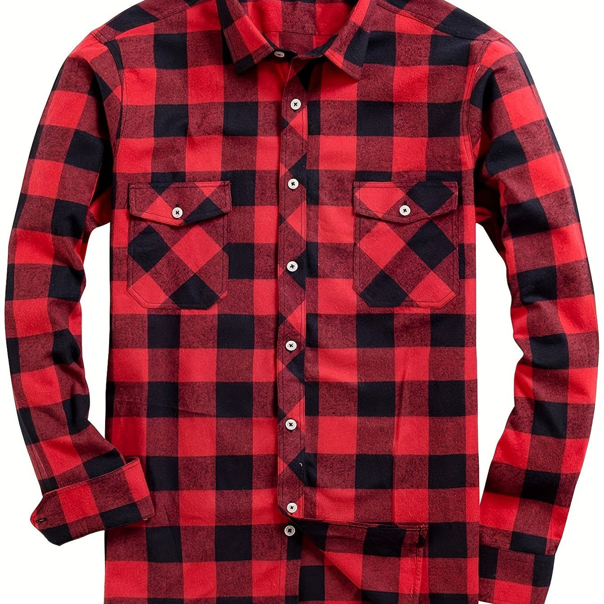 Men's Buffalo Plaid Flannel Shirt Button-Front 1