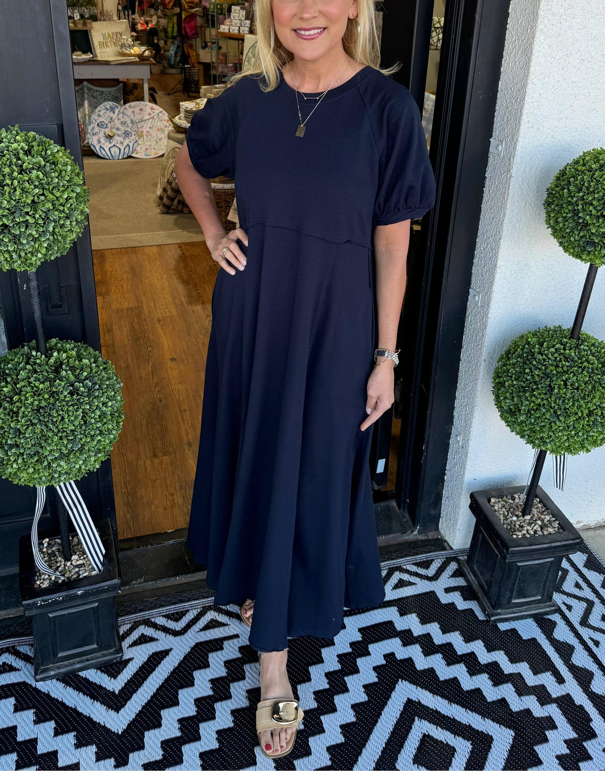 Octavia | Puff Sleeve Round Neck Maxi Dress 1