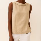 Honora | Casual Sleeveless Roll Collar Top 3