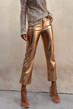 Women's Metallic Cropped Straight-Leg Pants 1