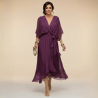 Verenia | Elegant V-Neck Flowy Sleeve Dress 8