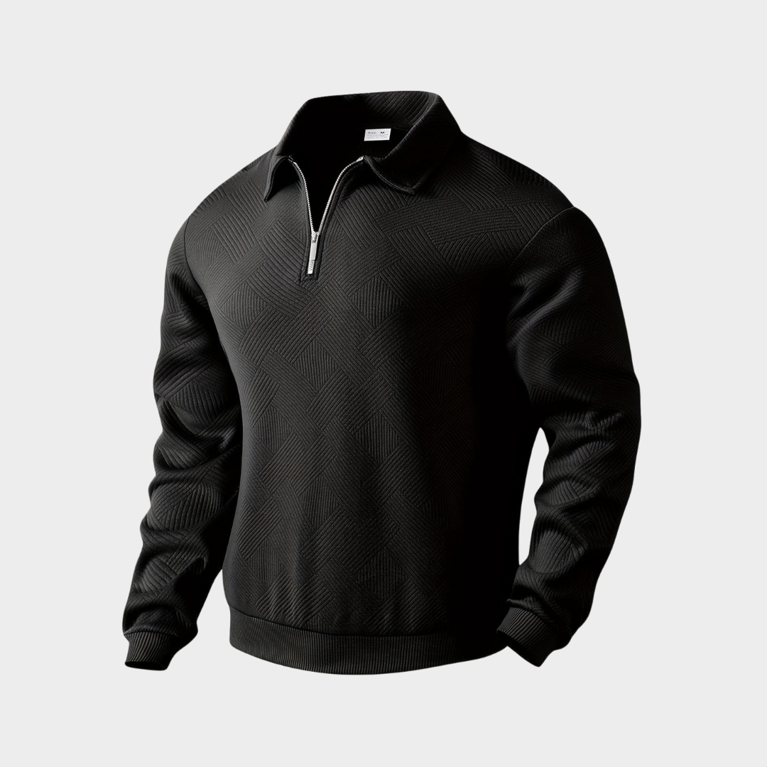 Men's Half-Zip Collared Sweatshirt with Textured Knit 1
