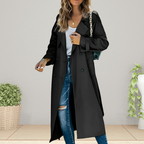Women's Double-Breasted Trench Coat with Turn-Down Collar 5