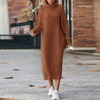 Women's Ribbed Turtleneck Midi Sweater Dress 2