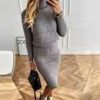 Women's Turtleneck Knit Dress Long Sleeve Midi Length 4