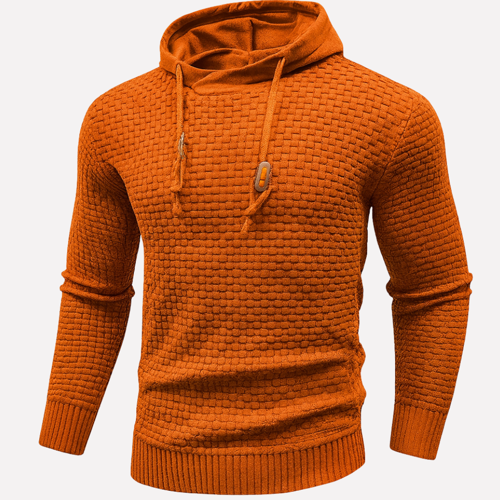 Men's Textured Pullover Hoodie with Drawstring Hood 9