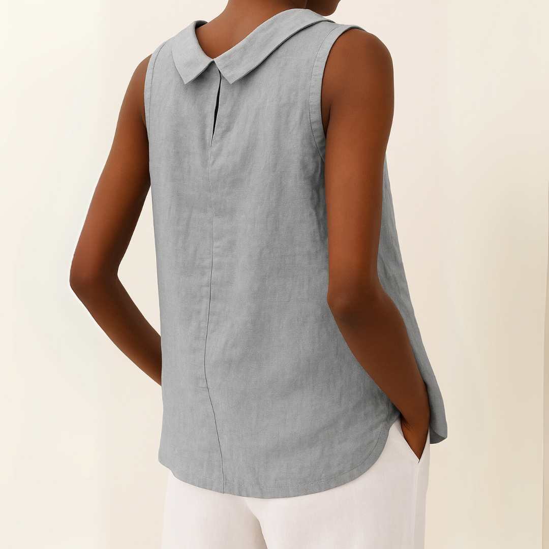 Honora | Casual Sleeveless Roll Collar Top 2