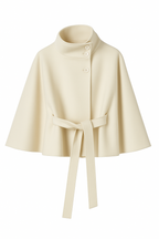 Women's Cape Coat with Belt and Button Closure 2