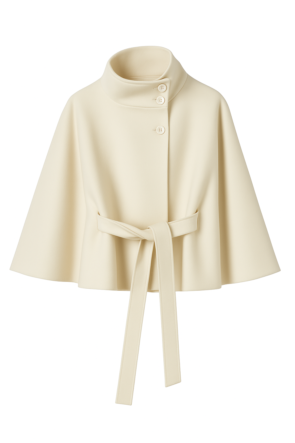 Women's Cape Coat with Belt and Button Closure 2