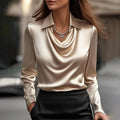 Merlinda | Elegant Draped Neckline Satin Blouse 1