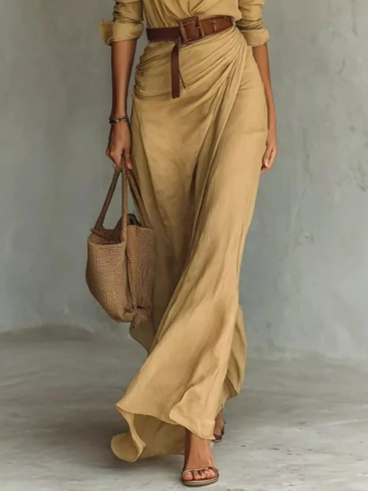 Verity | Elegant Belted Long Sleeve Maxi Dress 3