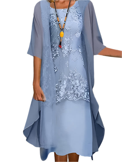 Caroline | Stylish Flowing Sheer Sleeve Midi Dress 1