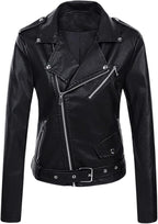 Women's Cropped Biker Jacket with Asymmetric Zip Front 6