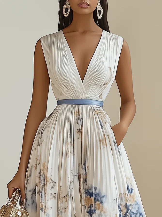 Molly | Elegant Sleeveless Long V-Neck Dress 2