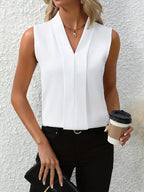 Marcella | Sleeveless Pleated V-Neck Blouse 1