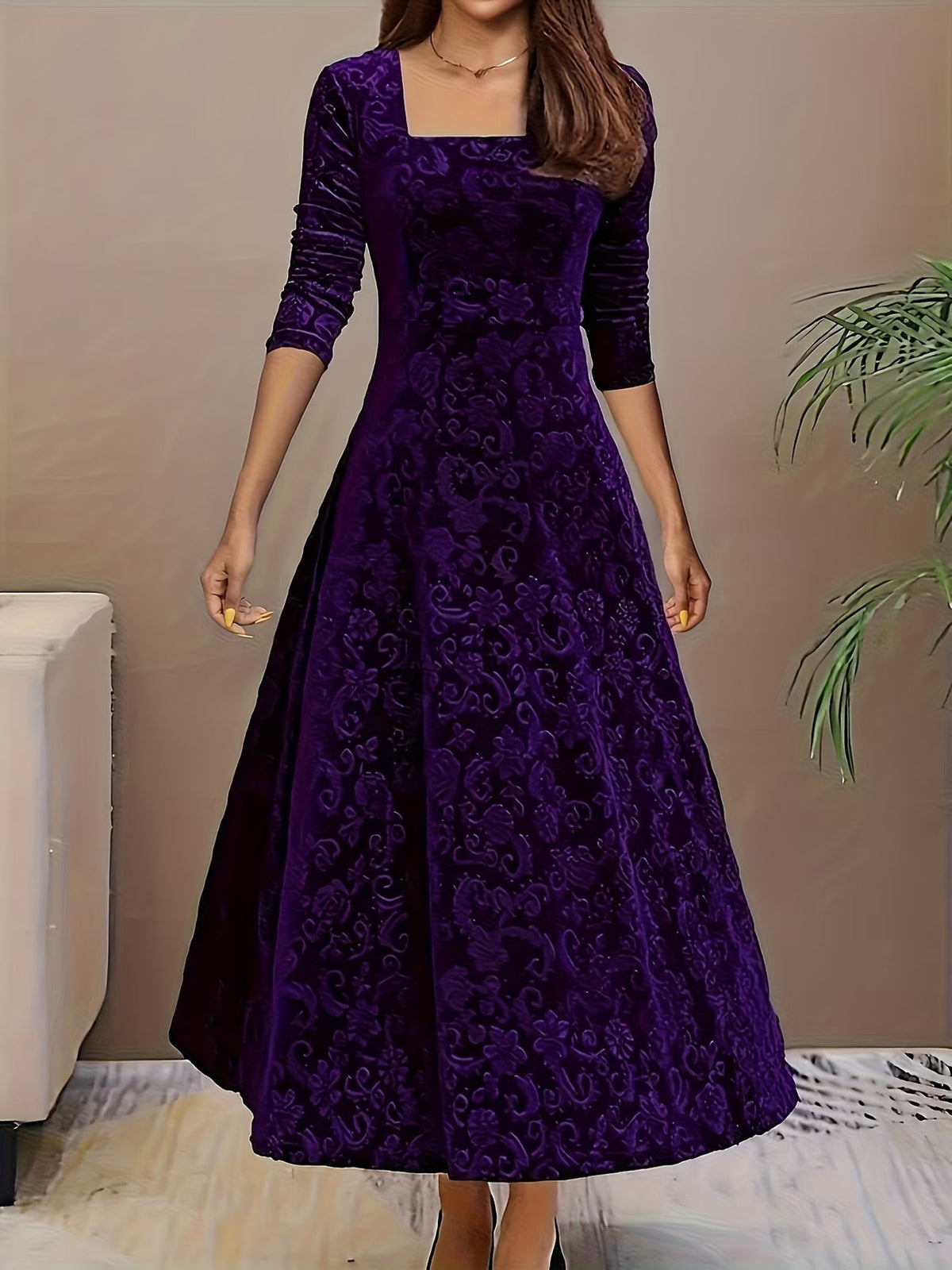 Renata | Elegant Mid Sleeve Floral Dress 3