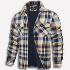 Men's Quilted Flannel Shirt Jacket Button-Down Plaid 1