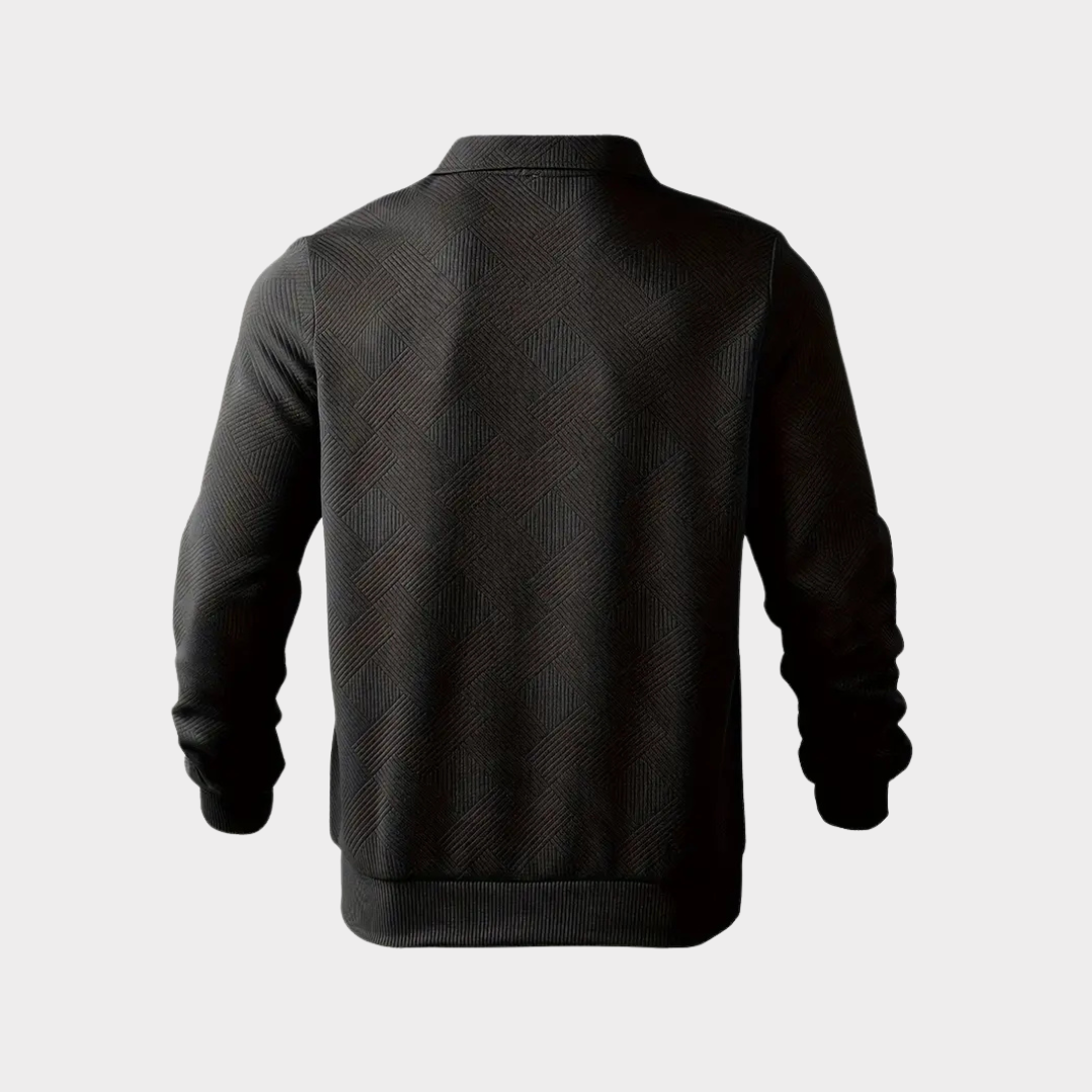 Men's Half-Zip Collared Sweatshirt with Textured Knit 6