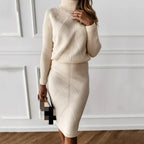 Women's Turtleneck Knit Dress Long Sleeve Midi Length 5