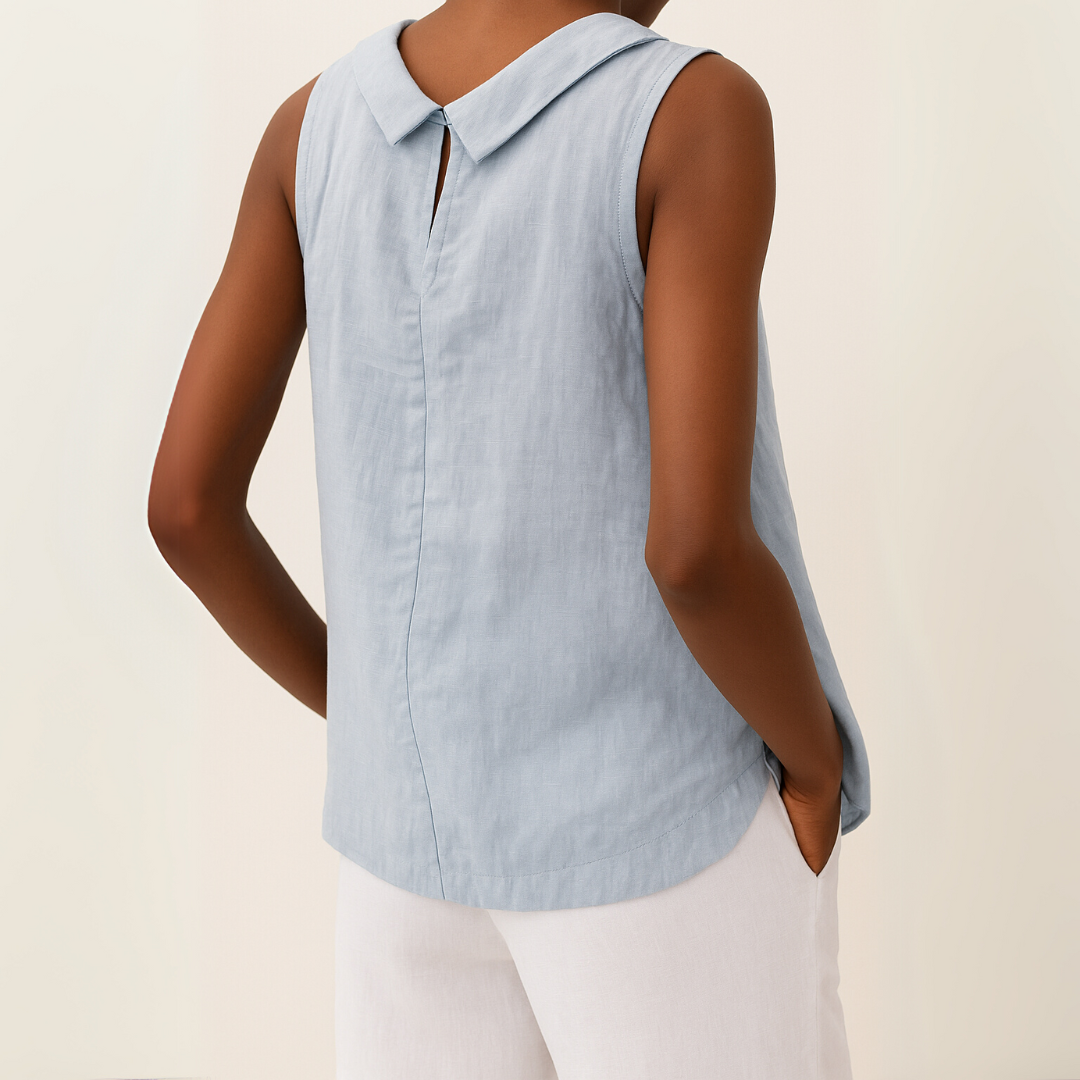 Honora | Casual Sleeveless Roll Collar Top 4