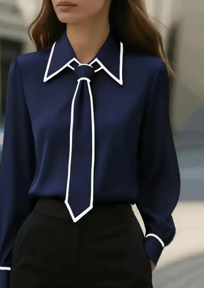 Julie | Contrast Tie-Neck Blouse 5