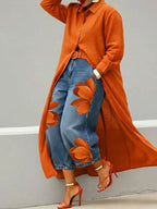 Mallory |  Stylish Shirt Dress and Floral Jeans Set 2