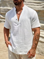Callum | Casual V-Neck Button Summer Shirt 3