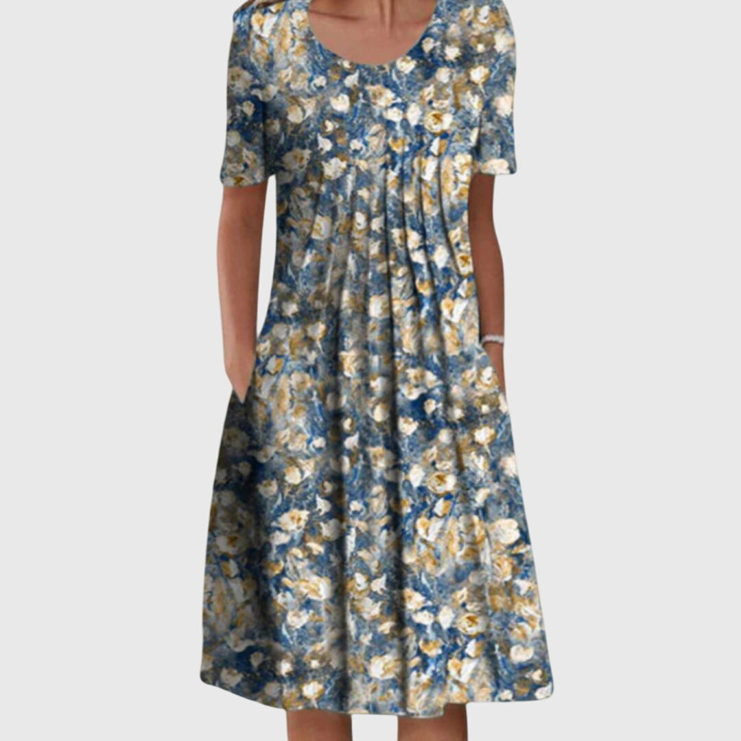 Eloise | Elegant Round Neck Floral Dress 4