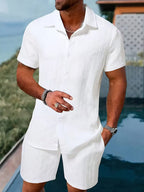 Cedric | Classic Button Shirt and Shorts Summer Set 1