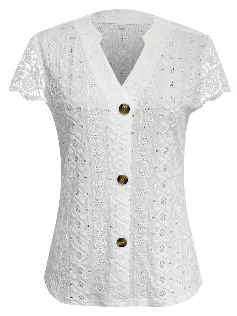 Debbie | Elegant Button V-Neck Shirt 4