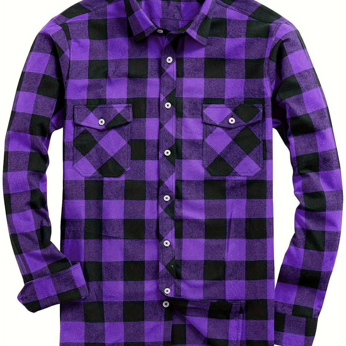 Men's Buffalo Plaid Flannel Shirt Button-Front 6