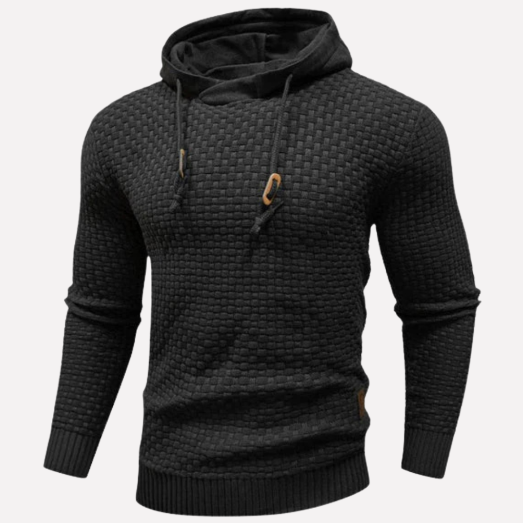 Men's Textured Pullover Hoodie with Drawstring Hood 2
