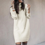 Women's Turtleneck Knit Sweater Dress with Long Sleeves 4