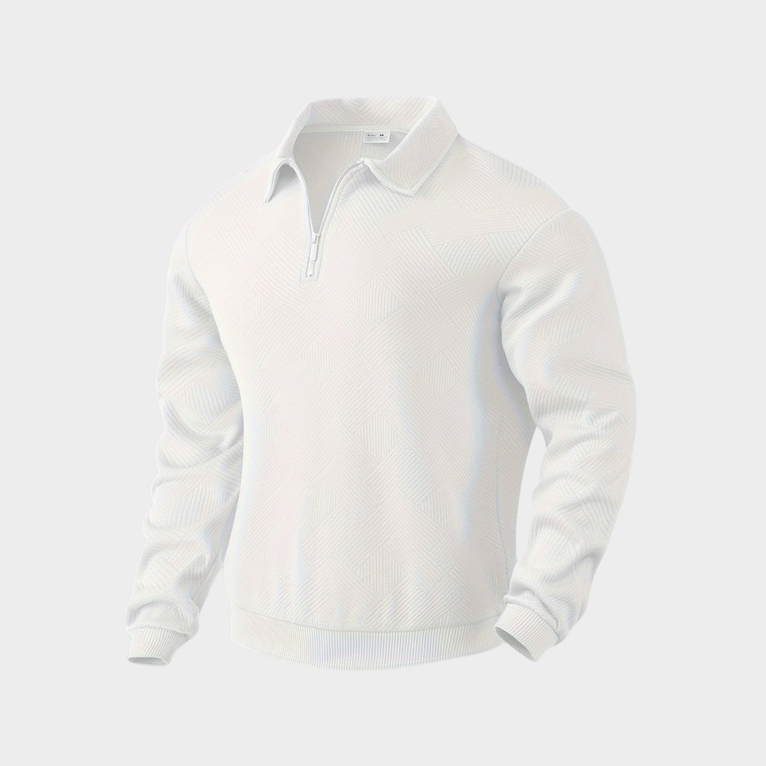 Men's Half-Zip Collared Sweatshirt with Textured Knit 5