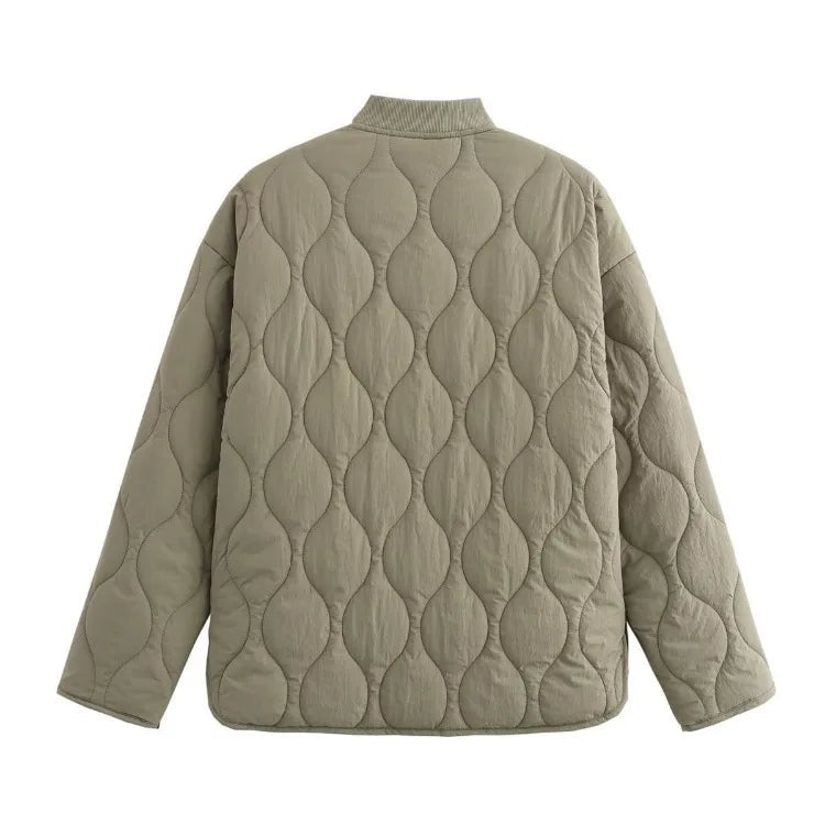 Women's Quilted Jacket with Leopard Print Lining 8