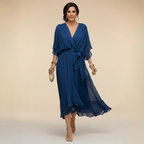 Verenia | Elegant V-Neck Flowy Sleeve Dress 3