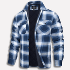 Men's Quilted Flannel Shirt Jacket Button-Down Plaid 3