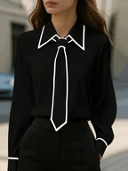 Julie | Contrast Tie-Neck Blouse 3