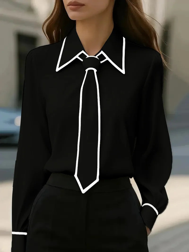 Julie | Contrast Tie-Neck Blouse 3
