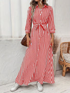Tiffany | Casual Long Sleeve Striped Print Dress 4