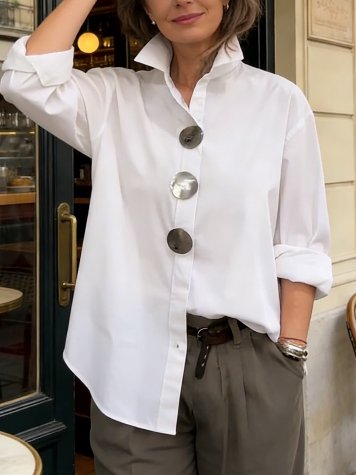 Keira | Stylish Big Button Collar Blouse 5