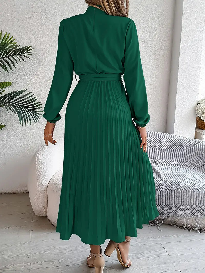Isabella | Long-Sleeve Belted Waist Midi Dress 4
