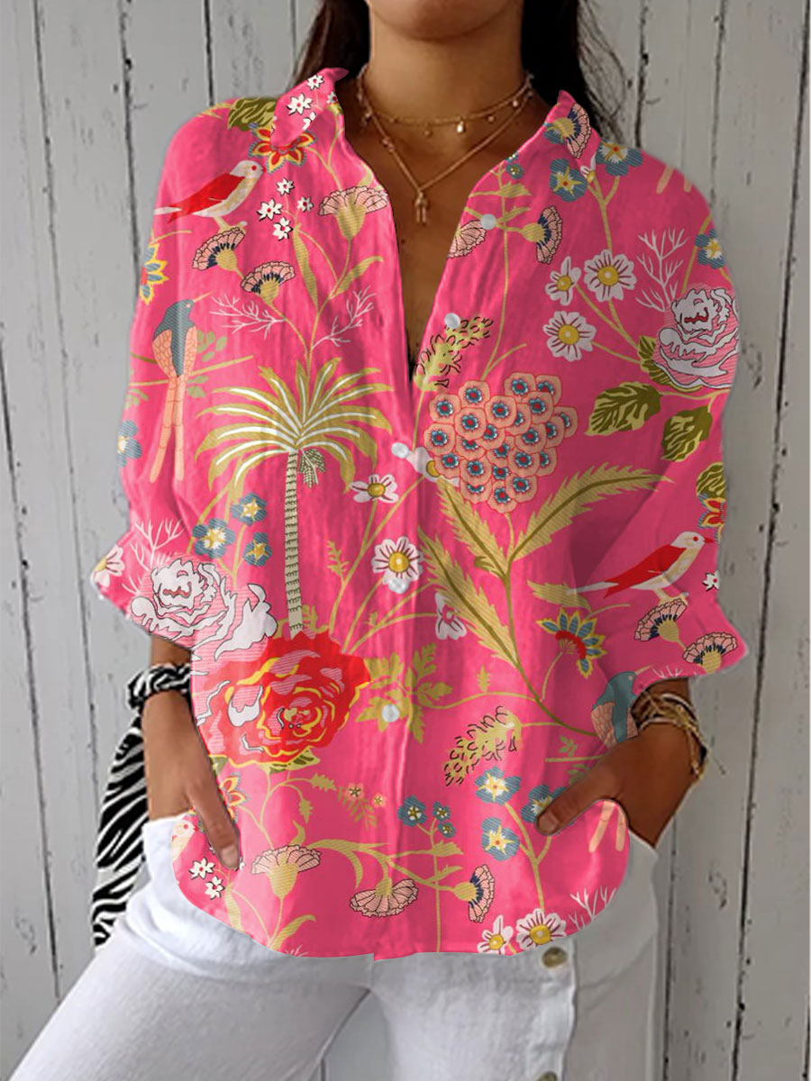 Janet | Stylish Tropical Blossom Blouse 1