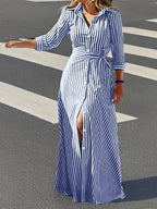 Tiffany | Casual Long Sleeve Striped Print Dress 2